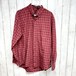 Van Heusen Shirt Men M 15-15.5 Button Down Plaid Long Sleeve Stain‎ Wrinkle Free